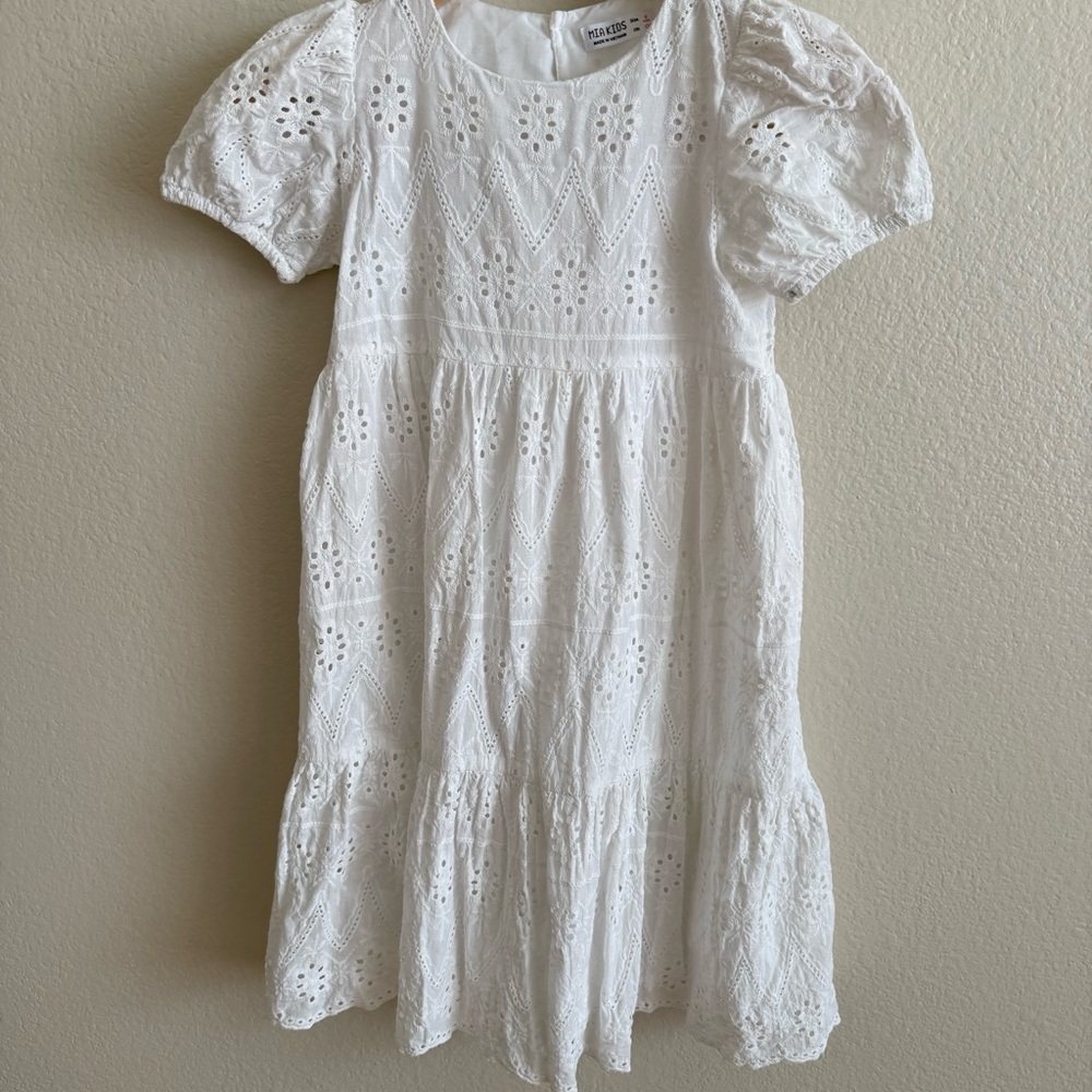 Mia Kids White Eyelet Broderie Dress for Kids Size 9